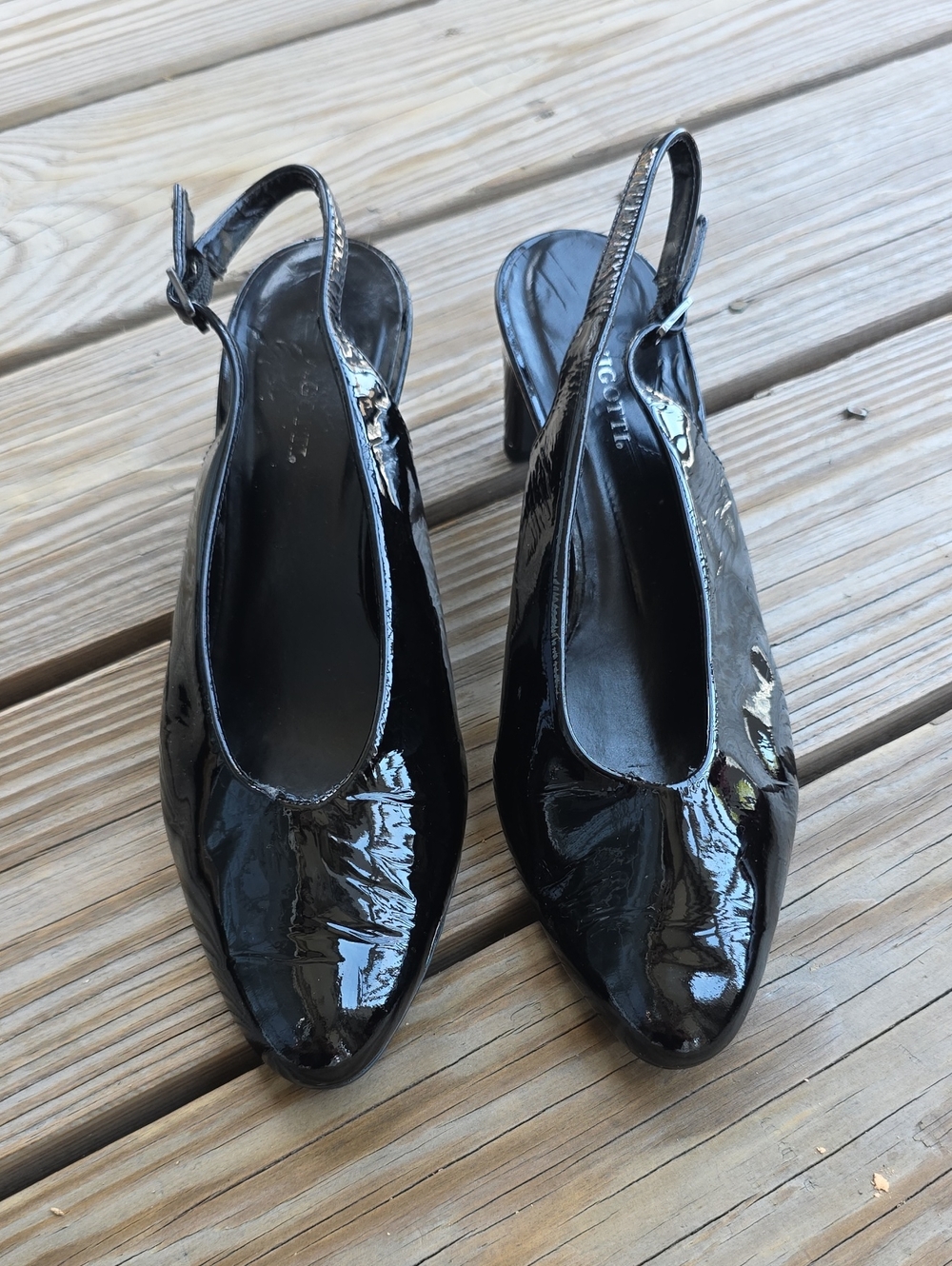 Vigotti Black Patent Leather Slingback Heels